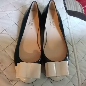 Talbots Black and White Flats with Bow